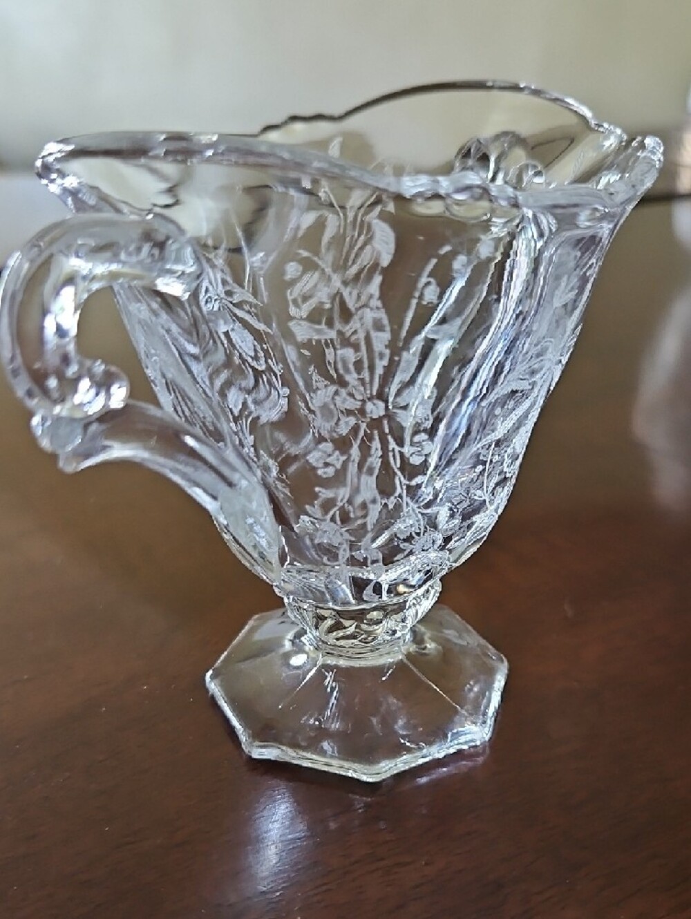 VTG Heisey Etched Orchid Double-Handled Glass Sugar Bowl - Picture 2 of 6